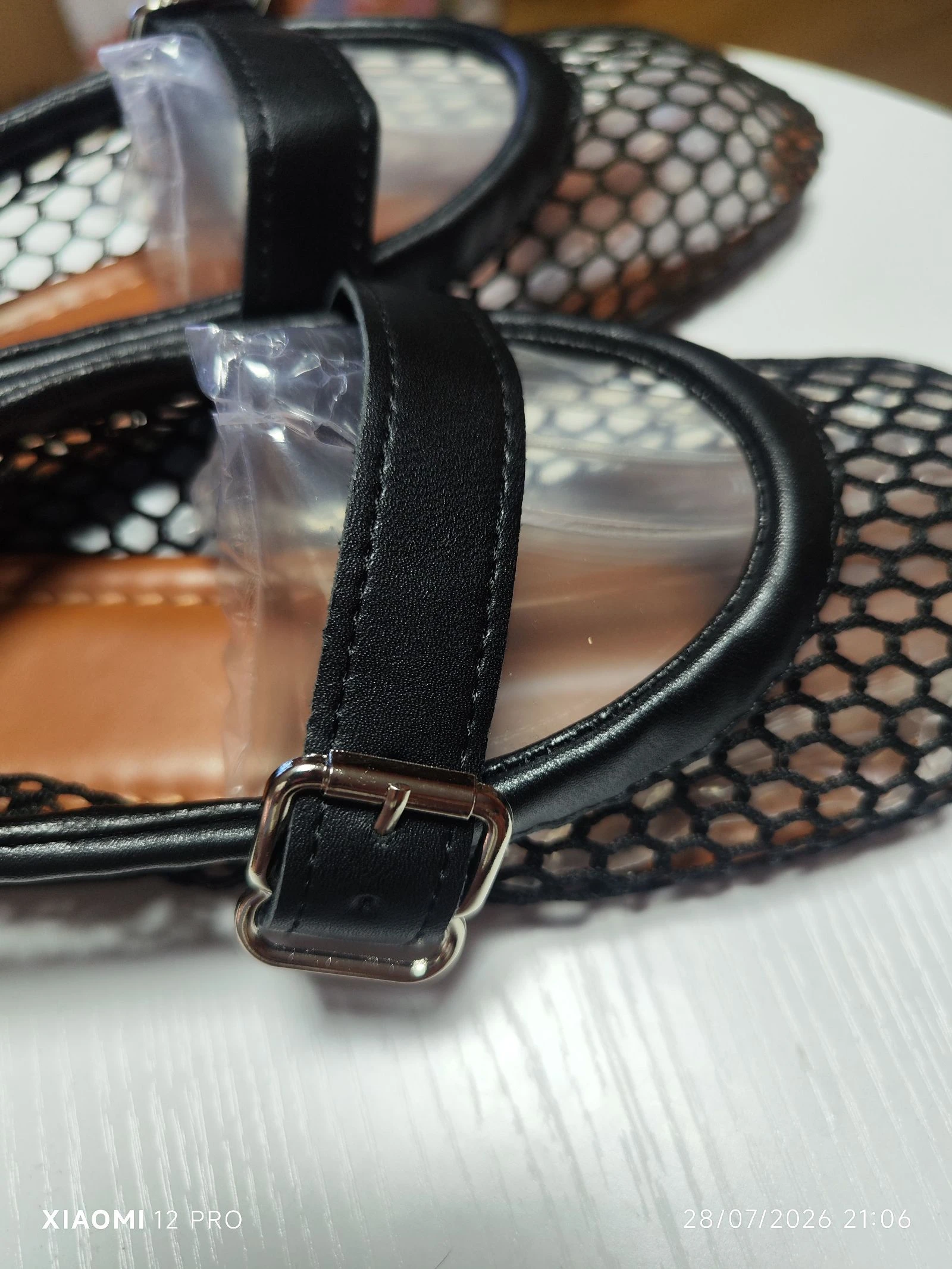 Manoletinas de red / Bailarinas caladas negras con hebilla (Nuevas)